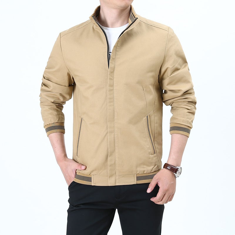 2023 Men's Jacket New Spring and Autumn Thin Casual Jacket Easiest for Match Stand Collar Middle-aged Handsome Tops Dad Wear - Image 4