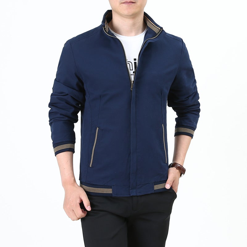 2023 Men's Jacket New Spring and Autumn Thin Casual Jacket Easiest for Match Stand Collar Middle-aged Handsome Tops Dad Wear - Image 3