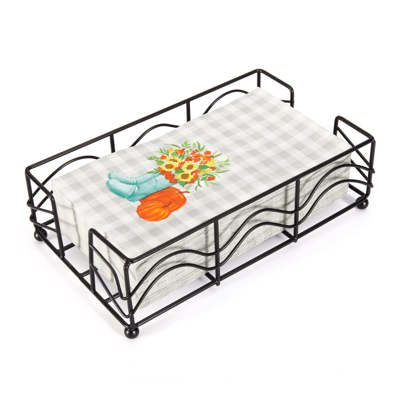 Ebristar Guest Towel Napkin Holder Elegant Disposable Paper Hand Towel Holder Modern Black Napkin Holder Storage Tray Sturdy Guest Towel Holder Tray for Bathroom Kitchen Dining Table  Rectangle