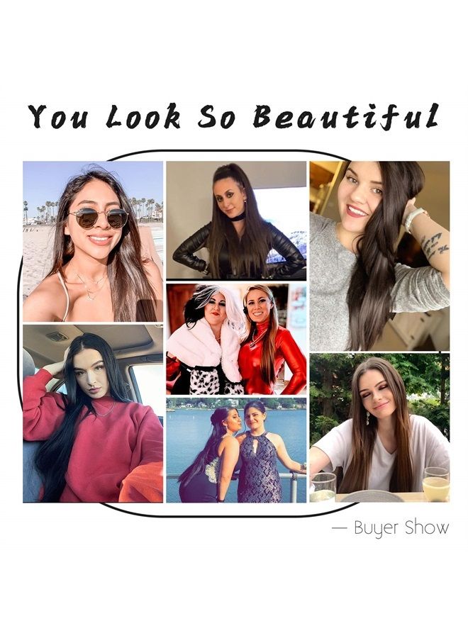 REECHO 26" Straight Super Long 4 PCS Set Thick Clip in on Hair Extensions Dark Brown with Little Reddish - Image 3