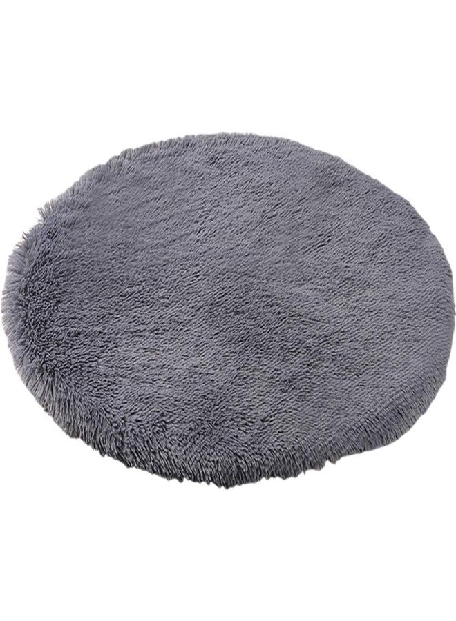 Kelendle 24 Inch Plush Dog Bed Mat Warm Fluffy Round Puppy Crate Pad with Anti-Slip Waterproof Bottom Soft Comfy Pet Kennel Mat for Small and Medium Dogs Sleeping(Dark Grey) - Image 1