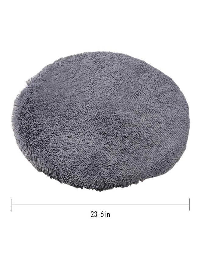 Kelendle 24 Inch Plush Dog Bed Mat Warm Fluffy Round Puppy Crate Pad with Anti-Slip Waterproof Bottom Soft Comfy Pet Kennel Mat for Small and Medium Dogs Sleeping(Dark Grey) - Image 4