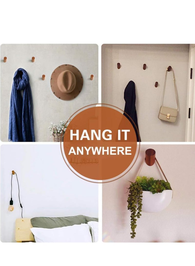 4 Pack Wood Wall Hooks Mounted Heavy Duty Wooden Coat Robe Hooks Hat Rack Towels Clothes Hanger - Image 5