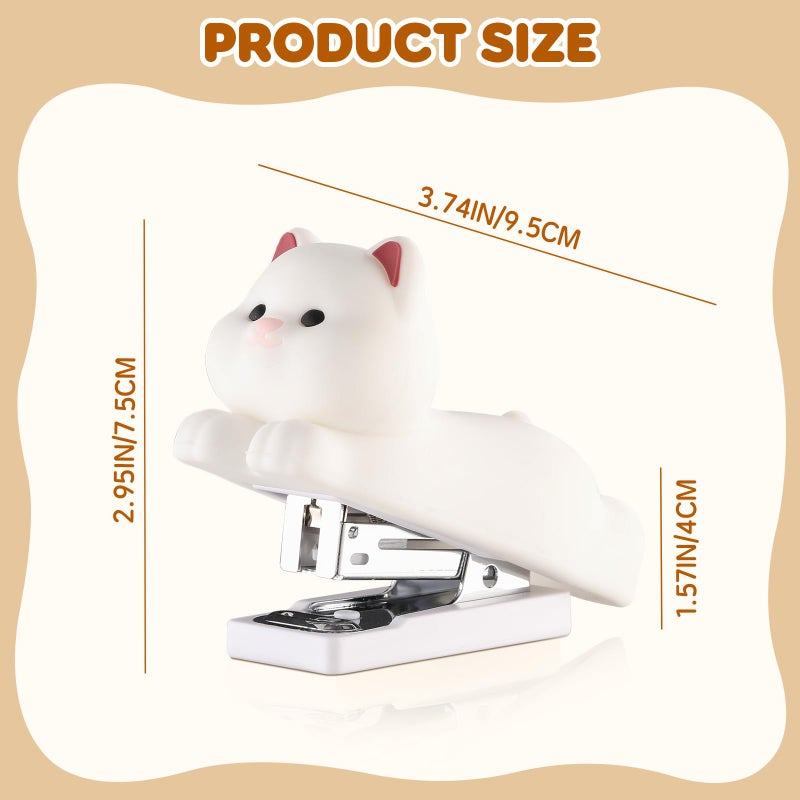 Honagu Mini Cute Animal Stapler with Staples, Cartoon Stereoscopic Silicone (PVC) Stapler, Labor-Saving Office Supplies for Teachers, Students, the First Day of School Gift for Girls,Boys(White Puppy) - Image 2