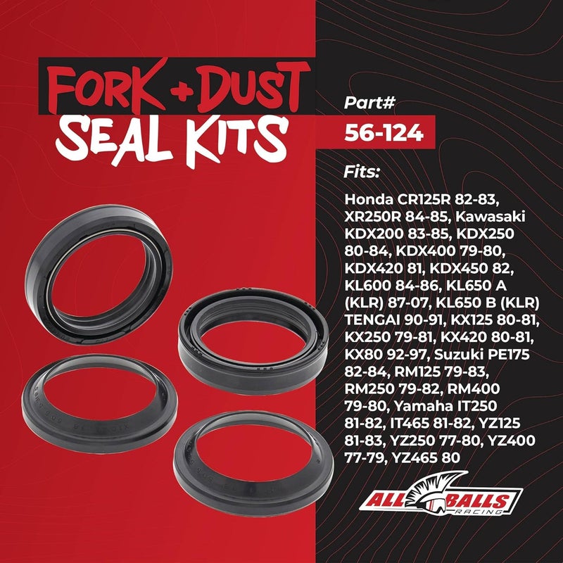All Balls Racing Fork Seal & Dust Seal Kit 56-124 for Kawasaki and Honda Motorcycles - Image 2