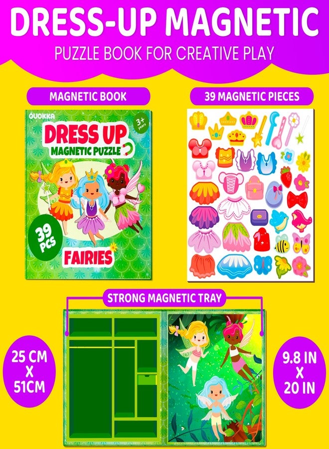 QUOKKA Magnetic Dress-Up Dolls for Girls Boys with 35 Magnetic Pieces - Creative Magnetic Play Set for Home or Travel - Perfect Paper Dolls for Ages 3 and Up, Boost Storytelling with Fairies - Image 2