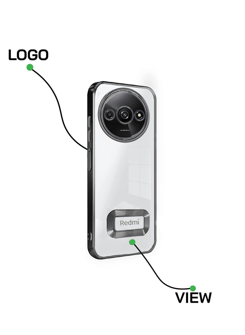 Wtech TPU Luxury Plating Raised Lips Camera Hole Case Cover For Xiaomi Redmi A3 4G 2024 Black - Image 2