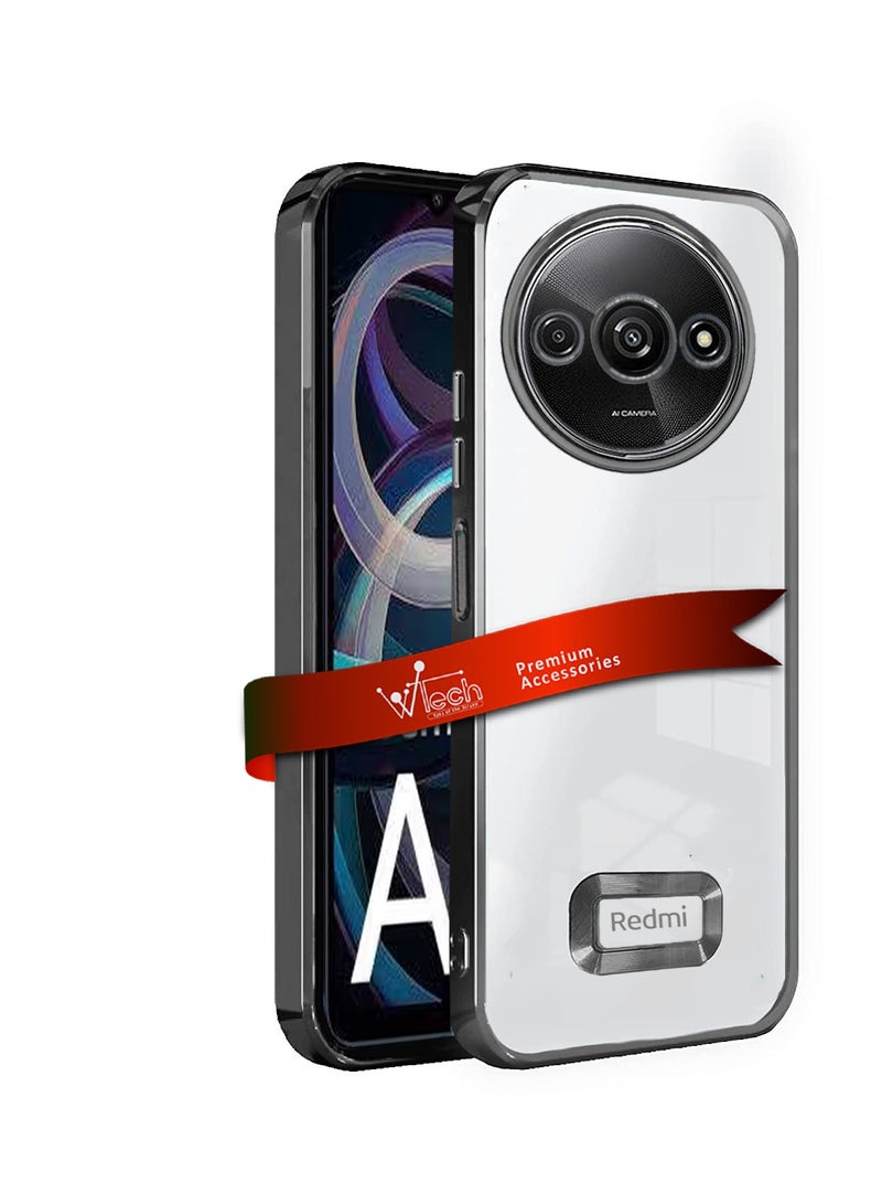Wtech TPU Luxury Plating Raised Lips Camera Hole Case Cover For Xiaomi Redmi A3 4G 2024 Black - Image 1