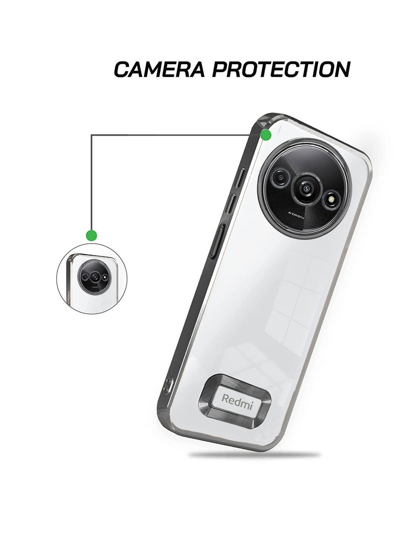 Wtech TPU Luxury Plating Raised Lips Camera Hole Case Cover For Xiaomi Redmi A3 4G 2024 Black - Image 4