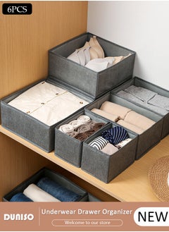 DUNISO 6pcs Wardrobe Clothes Organizer Sock Underwear Drawer Organizer Dividers Cell Foldable Fabric Dresser Closet Storage Box and Storage Bins for Clothing, Baby Clothes, Bra, Panty, Skirt,Scarf, Ties, Scarves  - Image 1
