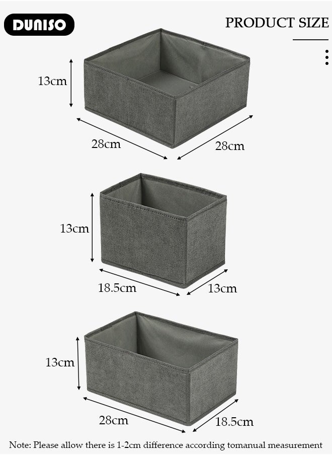 DUNISO 6pcs Wardrobe Clothes Organizer Sock Underwear Drawer Organizer Dividers Cell Foldable Fabric Dresser Closet Storage Box and Storage Bins for Clothing, Baby Clothes, Bra, Panty, Skirt,Scarf, Ties, Scarves  - Image 4