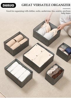 DUNISO 6pcs Wardrobe Clothes Organizer Sock Underwear Drawer Organizer Dividers Cell Foldable Fabric Dresser Closet Storage Box and Storage Bins for Clothing, Baby Clothes, Bra, Panty, Skirt,Scarf, Ties, Scarves  - Image 5