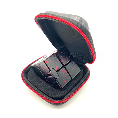 FUFUYOU Metal Fidget Toys Infinity Cube for Men Anxiety Stress Relief Aluminum Alloy Material (Black & RED) - Image 2