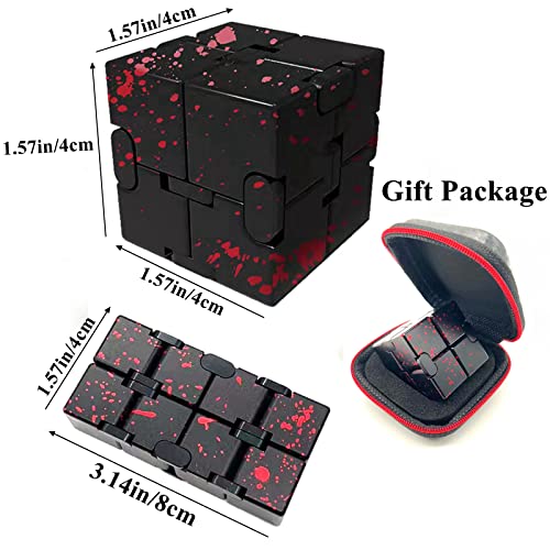 FUFUYOU Metal Fidget Toys Infinity Cube for Men Anxiety Stress Relief Aluminum Alloy Material (Black & RED) - Image 3