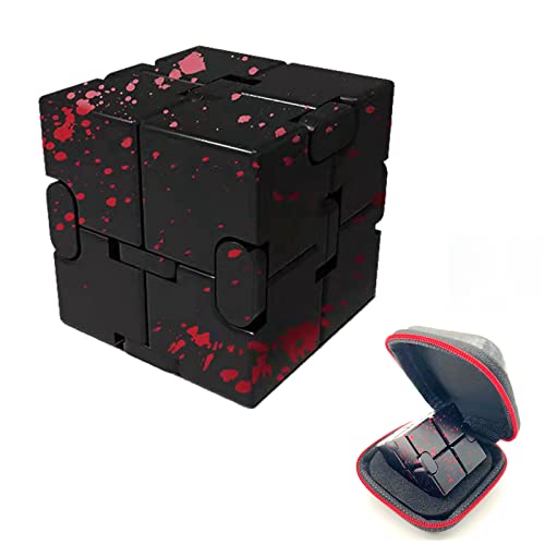 FUFUYOU Metal Fidget Toys Infinity Cube for Men Anxiety Stress Relief Aluminum Alloy Material (Black & RED) - Image 1
