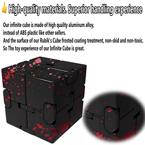 FUFUYOU Metal Fidget Toys Infinity Cube for Men Anxiety Stress Relief Aluminum Alloy Material (Black & RED) - Image 5
