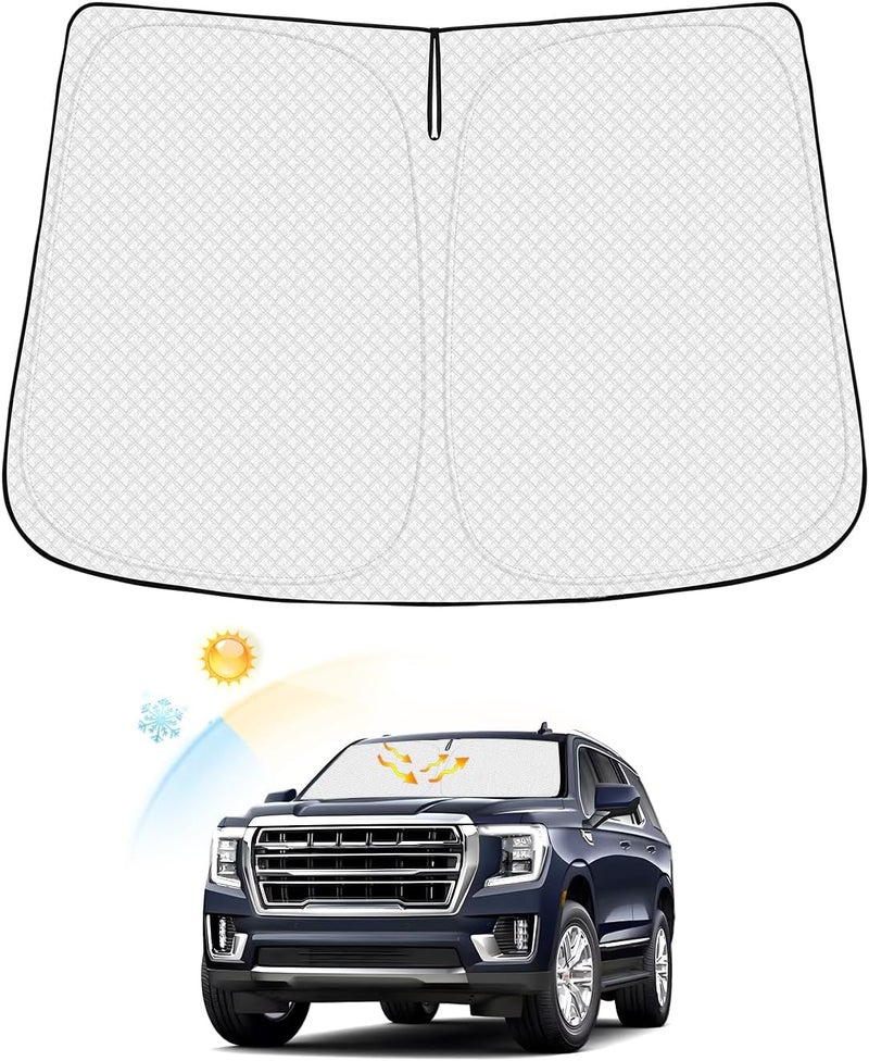 Canvcle Windshield Sun Shade for GMC Yukon 2021-2023 2024 Thicken 6-Layer Foldable Front Window Sunshade Sun Visor Protector Block UV Rays Keep Vehicle Cool - Image 1