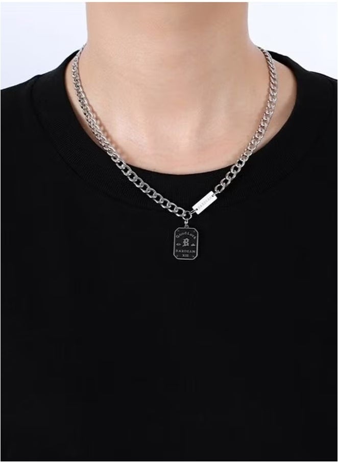 Ins Titanium Steel Necklace For Men And Women, Good Luck Label Necklace, Sweater Chain Accessory (50+5cm)  - Image 4