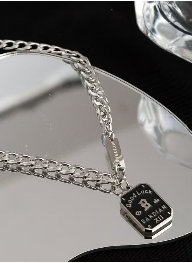 Ins Titanium Steel Necklace For Men And Women, Good Luck Label Necklace, Sweater Chain Accessory (50+5cm)  - Image 1