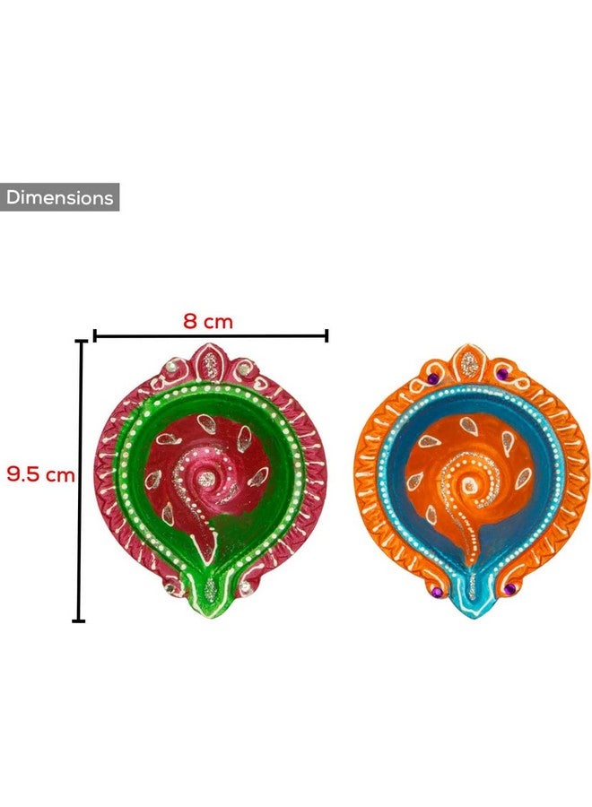 Belicia Diyas Festive Decorations Oil Lamp Diwali Lights Clay Diyas For Diwali Set Of 4 - Image 4
