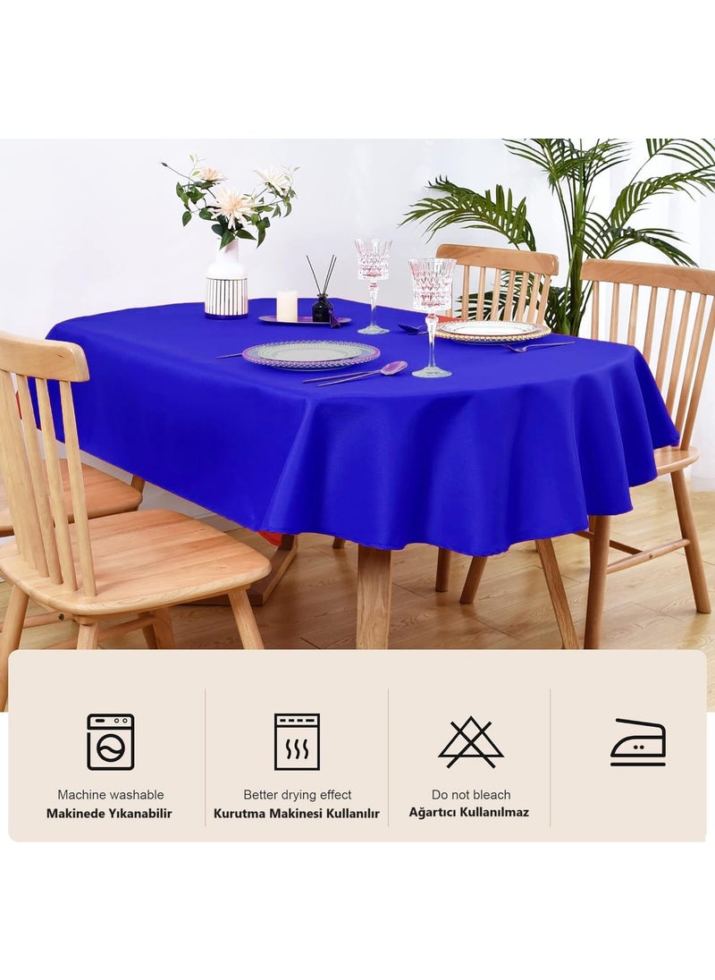 Zeren Home - Liquid Proof Carefree Oval Tablecloth Parliament Blue + 6 Napkins - Image 1