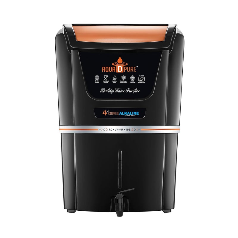 AQUA D PURE AQUA D PURE CopperAlkaline RO Water Purifier with 10 Stage Purification Filtration UV UF TDS Adjuster and 12 Liter Large Storage Tank Suitable for all type of water supply - Image 1