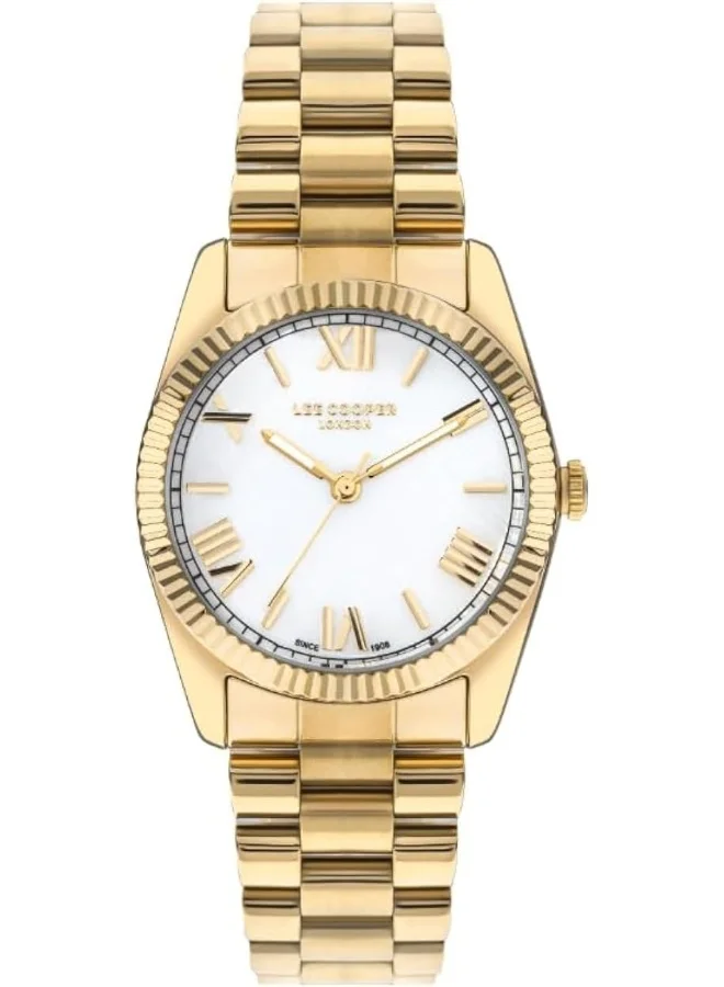 Lee Cooper Women'S 2035 Movement Watch, Analog Display And Metal Strap - Lc07825.120, Gold