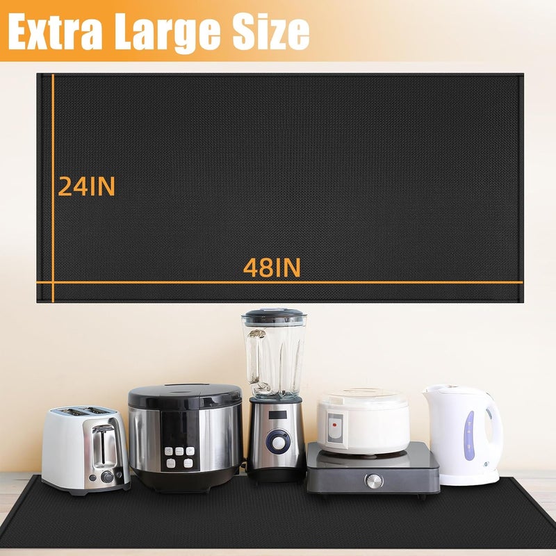 Amerbro Extra Large Heat Resistant Mat for Countertop, 24 x 48in Fireproof Silicone Mats for Kitchen Counter, Easy to Clean Countertop Protector Mat for Air Fryer, Coffee Maker, Toaster, Oven, Black - Image 3