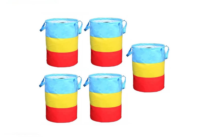 Ink Craft Non Woven 45L Laundry Bag Basket For Dirty Cloths Toy Storage Basket Cloth Storage Basket Multicolour Pack of 5 - Image 1