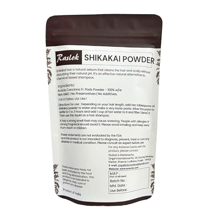 Raslok Shikakai Powder | Natural Hair Cleanser & Conditioner | 100% Pure Acacia concinna Fruit Pods Powder (3.52 oz) - Image 3