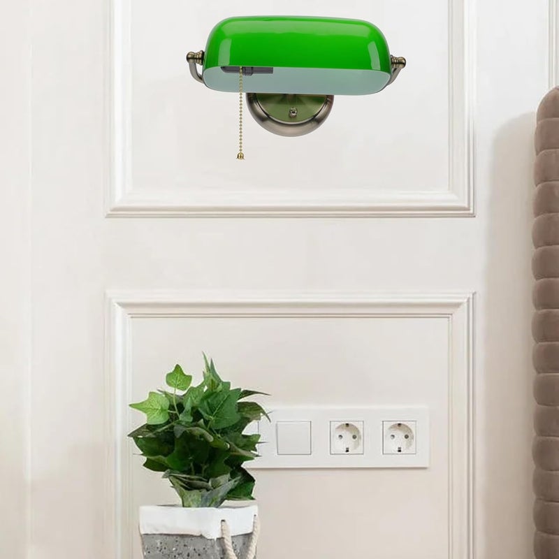 STOBAZA Vintage American Style Wall Lamp with Zipper Pull, Green Retro Bedside Night Light for Bedroom and Living Room Wall Decor - Image 5