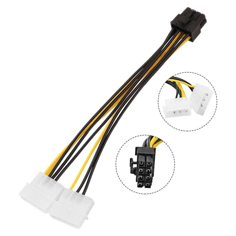 WiredCom Dual 4 Pin Molex to 8-Pin PCI Express Graphics Card Power Cable - 2 Pack, LP4 to PCI-e ATX PSU Video Card Power Converter - Image 3