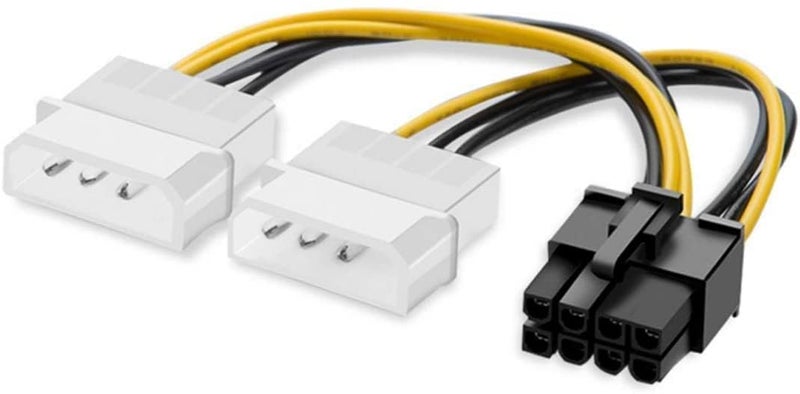 WiredCom Dual 4 Pin Molex to 8-Pin PCI Express Graphics Card Power Cable - 2 Pack, LP4 to PCI-e ATX PSU Video Card Power Converter - Image 2