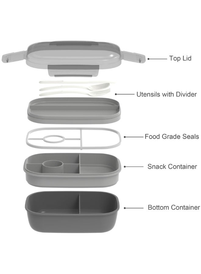 LODROC Bento Box Lunch Box, 1900 ml 3 Stackable Containers for Adults and Kids, Modern Minimalist Design Bento Box with Removable Utensil Set and Sealing Strap Lunchbox for Dining Out, Work, Picnic, School - Image 3