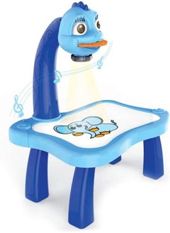 Drawing Projector Table for Kids Child Smart Projector Desk With Light and Music Learning Painting Machine Toy Children's Early Education Toys (blue M)