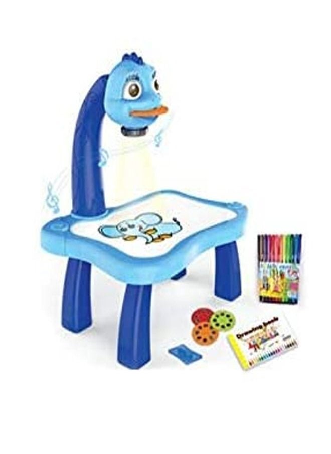 Generic - Drawing Projector Table for Kids Child Smart Projector Desk With Light and Music Learning Painting Machine Toy Children's Early Education Toys (blue M) - Image 1