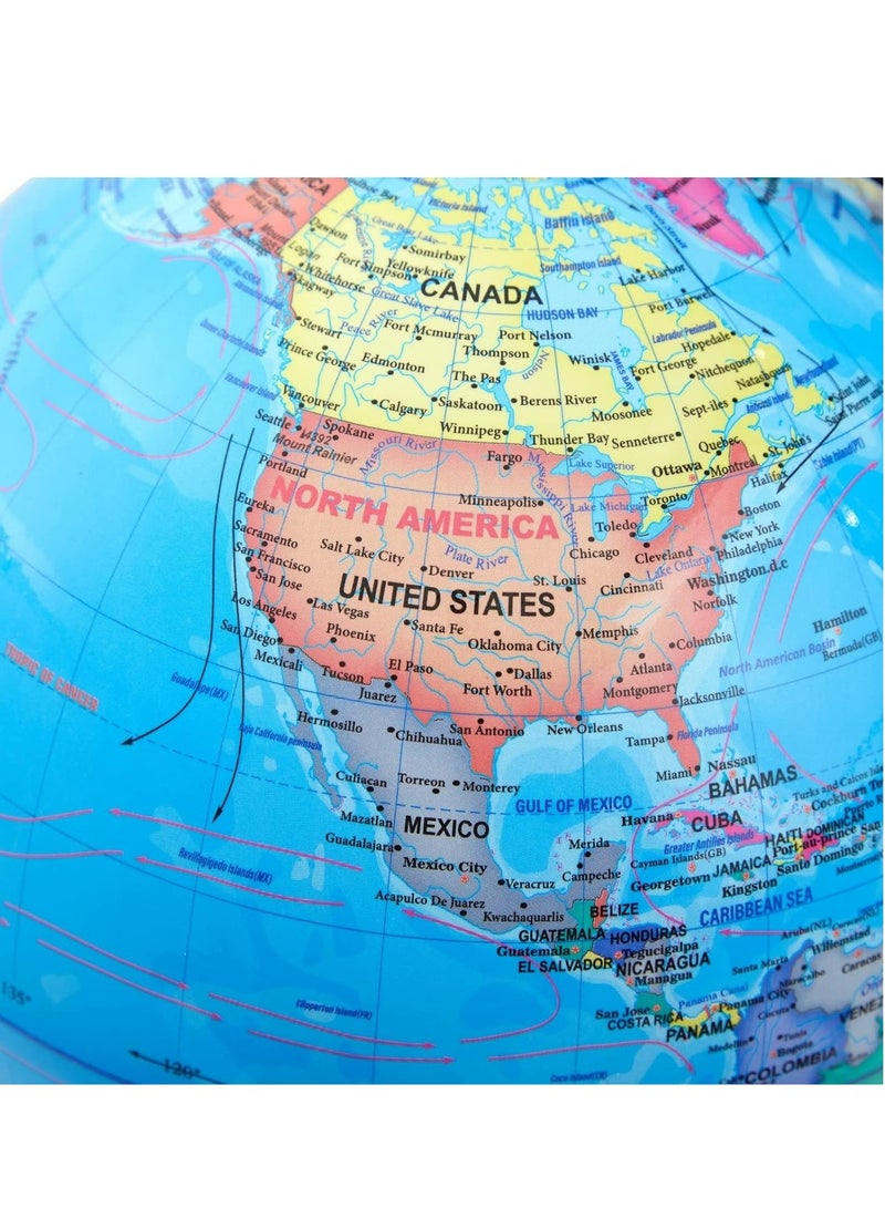 يوفال كرة دوارة مثالية للعالم مقاس 8 بوصة من AKDC للأطفال وطلاب الجغرافيا والمعلمين والمزيد، أزرق، 27176 - Image 5