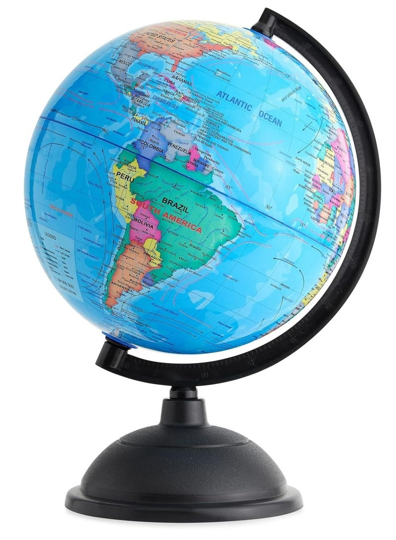 يوفال كرة دوارة مثالية للعالم مقاس 8 بوصة من AKDC للأطفال وطلاب الجغرافيا والمعلمين والمزيد، أزرق، 27176 - Image 1
