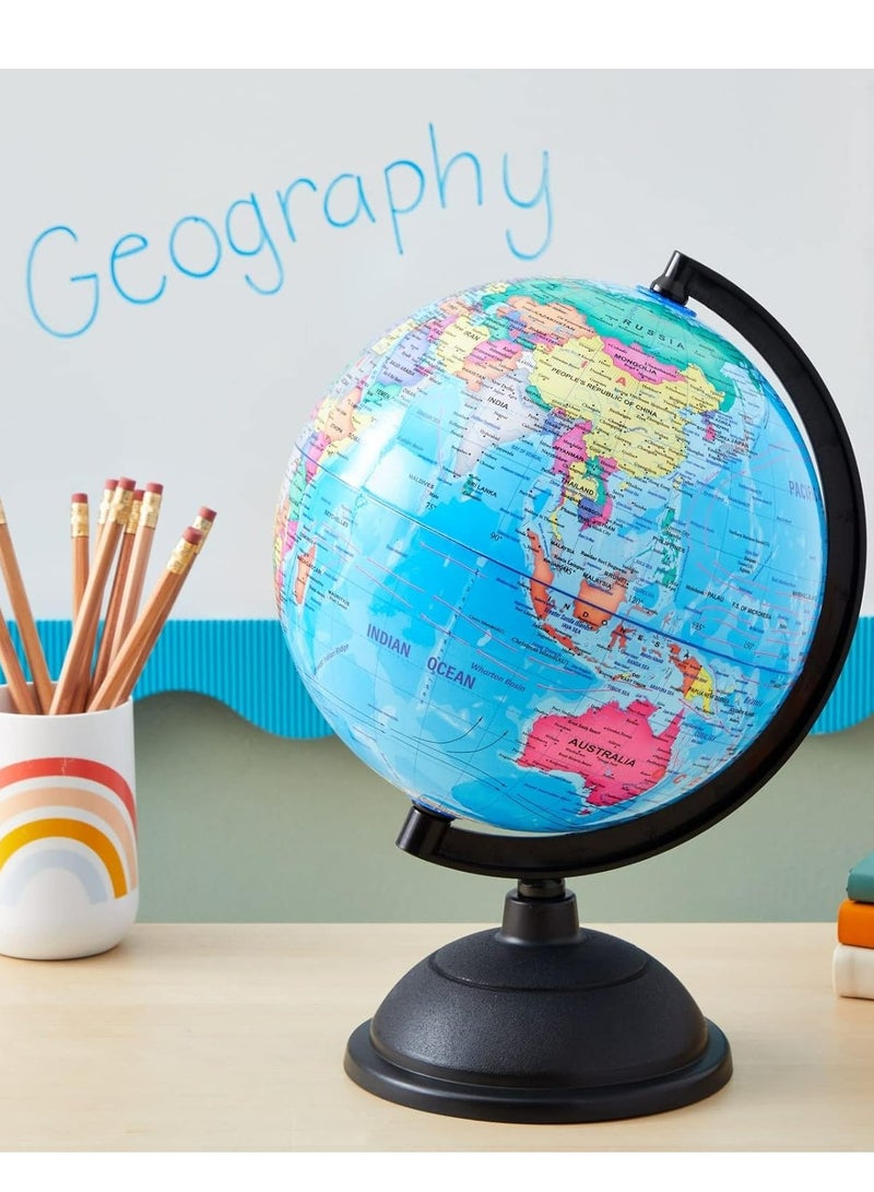 يوفال كرة دوارة مثالية للعالم مقاس 8 بوصة من AKDC للأطفال وطلاب الجغرافيا والمعلمين والمزيد، أزرق، 27176 - Image 2