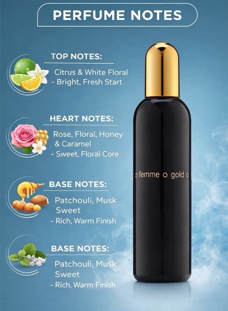 كولور مي عطر باتشولي للنساء كولور مي جولد فيم 100 مل | عطر فاخر للنساء بمكونات الباتشولي والكراميل والورد | أفضل هدية عطرية لها - Image 2