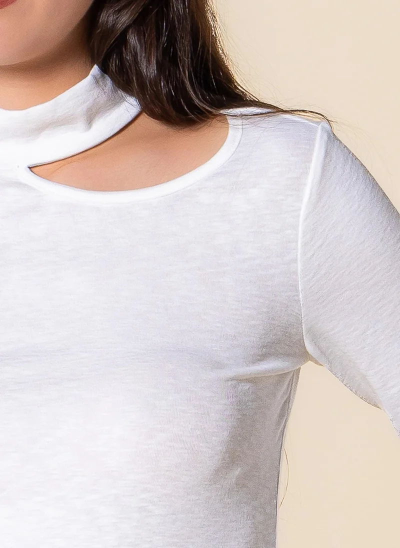 Shapes White DETAILED LONG SLEEVE TOP for Women | Best Price UAE