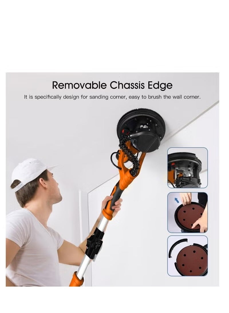XiuWoo 850W Electric Drywall Sander with Vacuum Attachment and Retractable Handle, wall putty grinding sanding machine with Vacuum Cleaner and Light, for Woodworking Home Improvement - Image 4