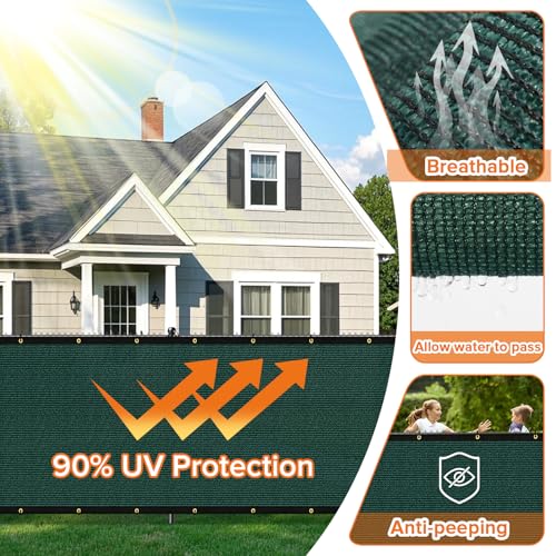 Cisvio 5ftx50ft Fence Privacy Screen Heavy Duty 170 GSM Windscreen & Dustproof Fabric Privacy Screen Covering Mesh Fencing for Outdoor Patio, Balcony, Pool Deck, Dark Green - Image 4
