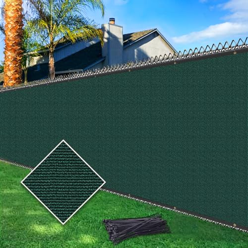 Cisvio 5ftx50ft Fence Privacy Screen Heavy Duty 170 GSM Windscreen & Dustproof Fabric Privacy Screen Covering Mesh Fencing for Outdoor Patio, Balcony, Pool Deck, Dark Green - Image 1