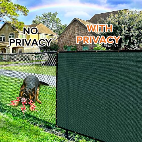 Cisvio 5ftx50ft Fence Privacy Screen Heavy Duty 170 GSM Windscreen & Dustproof Fabric Privacy Screen Covering Mesh Fencing for Outdoor Patio, Balcony, Pool Deck, Dark Green - Image 3