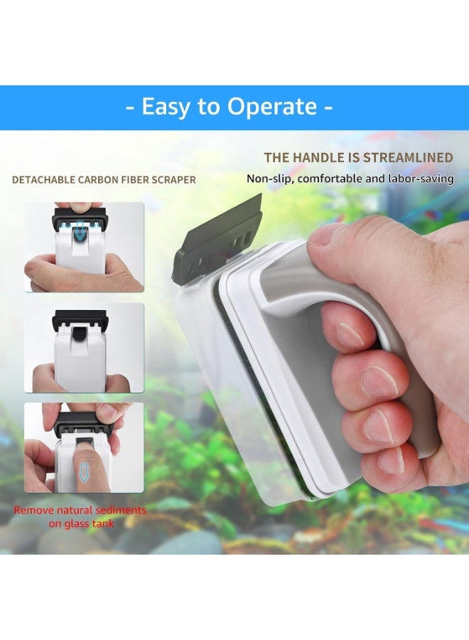 KASTWAVE Magnetic Fish Tank Cleaner Large – 2-in-1 Aquarium Glass Scraper with Removable Stainless Steel & Plastic Blades, Scratch-Free, Non-Slip Magnetic Algae Scraper for Glass & Acrylic Tanks - Image 3