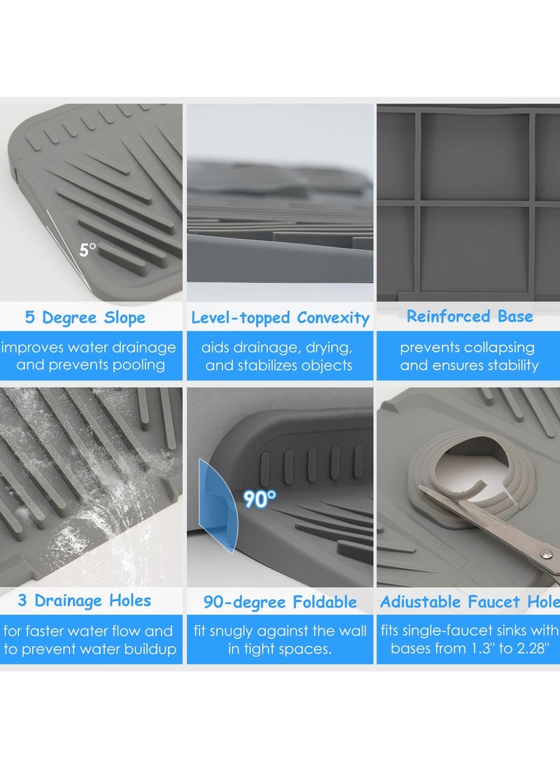 GNAFOTU Sink Faucet Mat Splash Guard, Silicone Faucet Draining Mat for Kitchen Sink- 17" x 6" Cuttable Faucet Water Catcher Mat, Multipurpose Splash Guard for Kitchen Sink Area & Bathroom Countertop  - Image 4