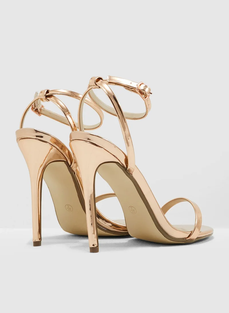 Missguided Basic Barely There Heels - Rosegold