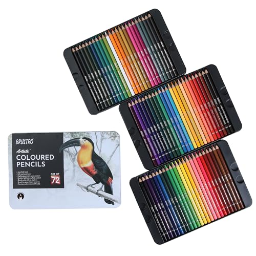 BRUSTRO Artists Colour Pencil Set of 72-4mm Lead (in an Elegant tin Box).Vibrant Colours,Break Resistant,Highly Pigmented |Ideal for Drawing, Mandala, Shading, Portrait,DIY Art, Fine Art Students. - Image 3