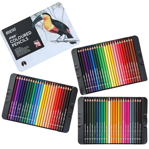 BRUSTRO Artists Colour Pencil Set of 72-4mm Lead (in an Elegant tin Box).Vibrant Colours,Break Resistant,Highly Pigmented |Ideal for Drawing, Mandala, Shading, Portrait,DIY Art, Fine Art Students. - Image 1